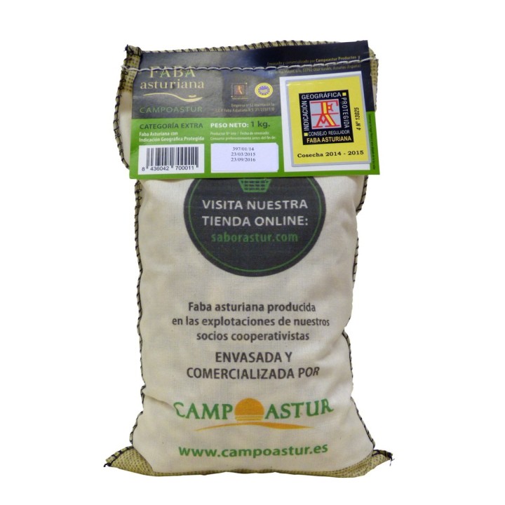 Fabas asturianas Campoastur, con denominación de origen IGP. Saco de 1 kg.