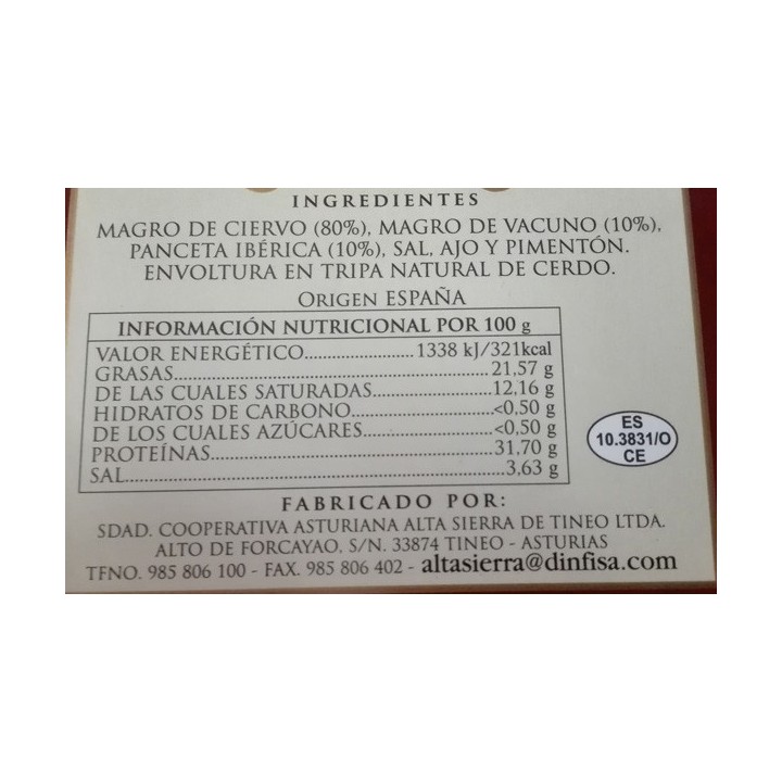 embutido caza ciervo ast