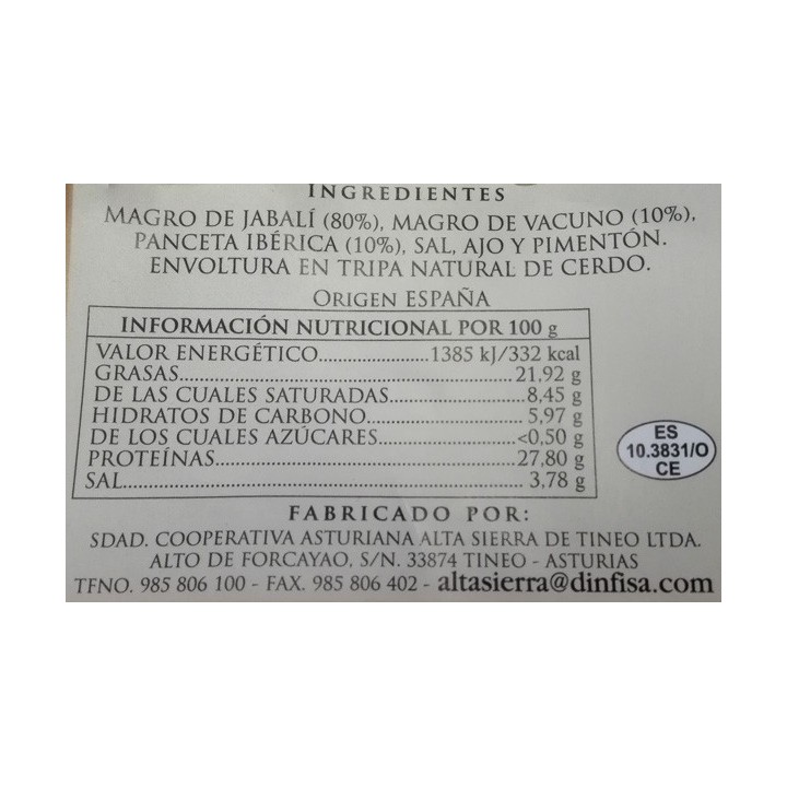 embutido caza jabali ast