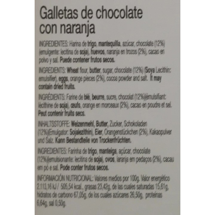 galletas de naranja con chocolate